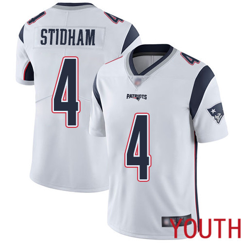 New England Patriots Limited White Youth #4 Jarrett Stidham Road NFL Jersey Vapor Untouchable->women nfl jersey->Women Jersey